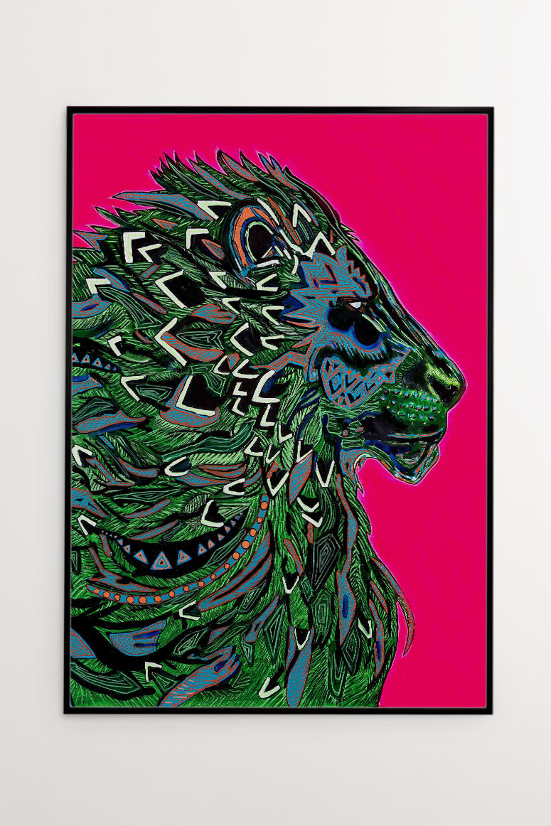 Pink Lion - Canvasprint