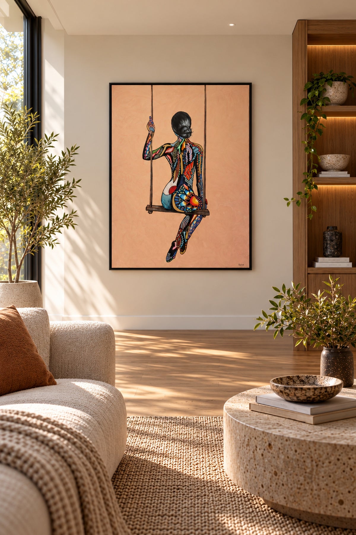 Sway originalt maleri 150 x 200 cm i boligmiljø