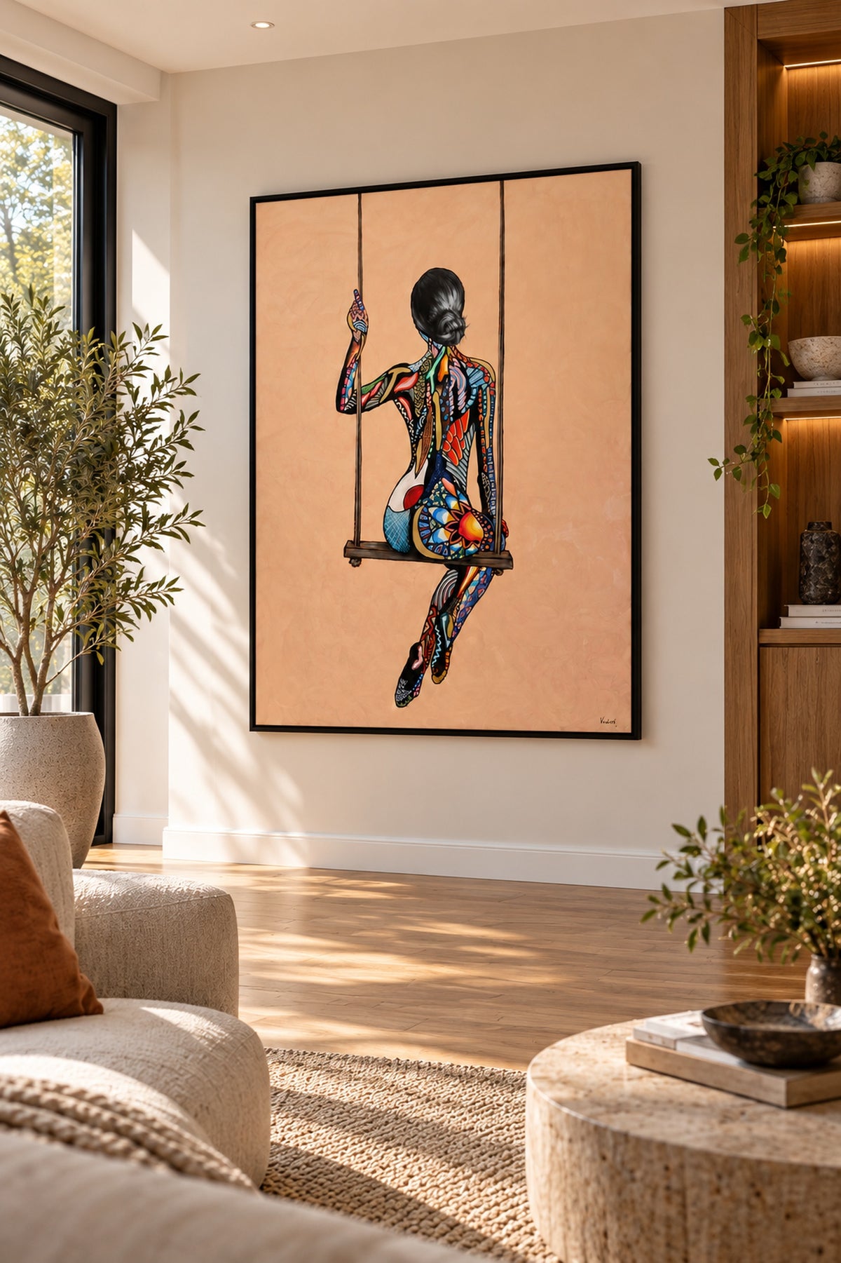 Sway originalt maleri 150 x 200 cm set fra vinkel