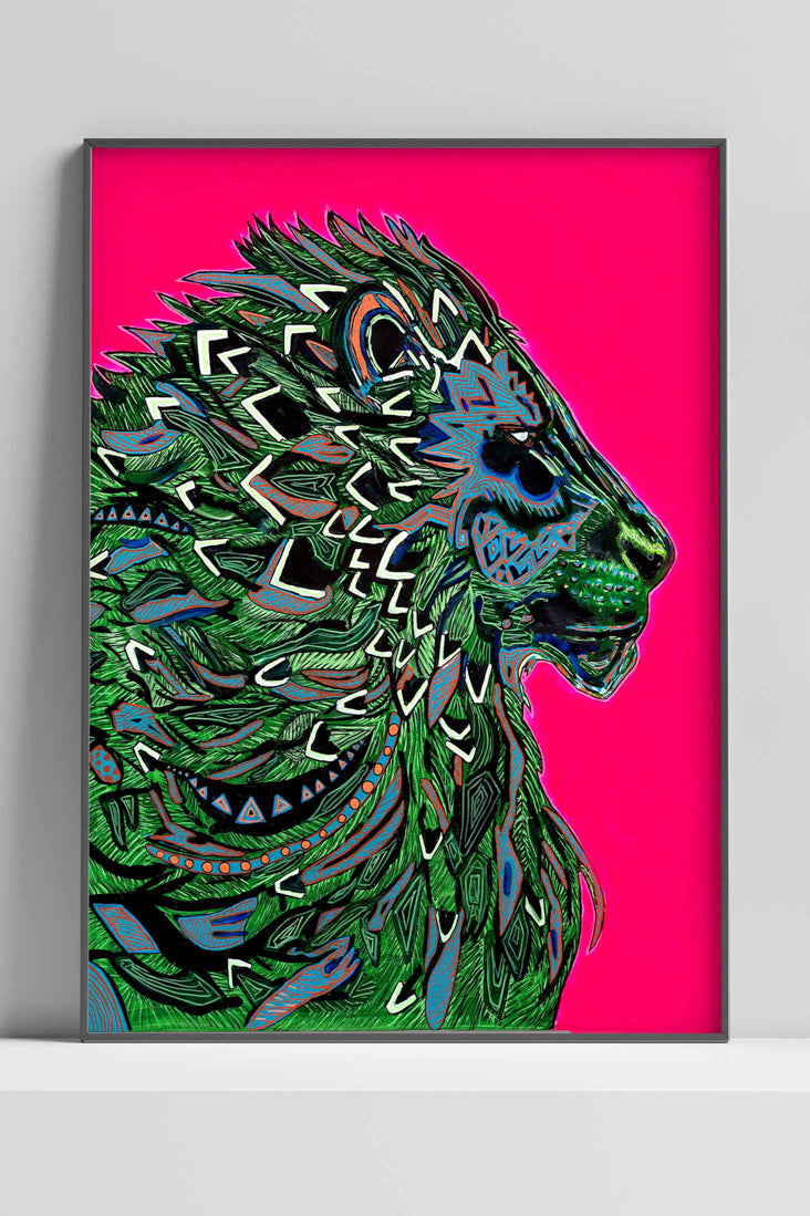 Lámina artística Pink Lion en acabado Classic - Vadim R.