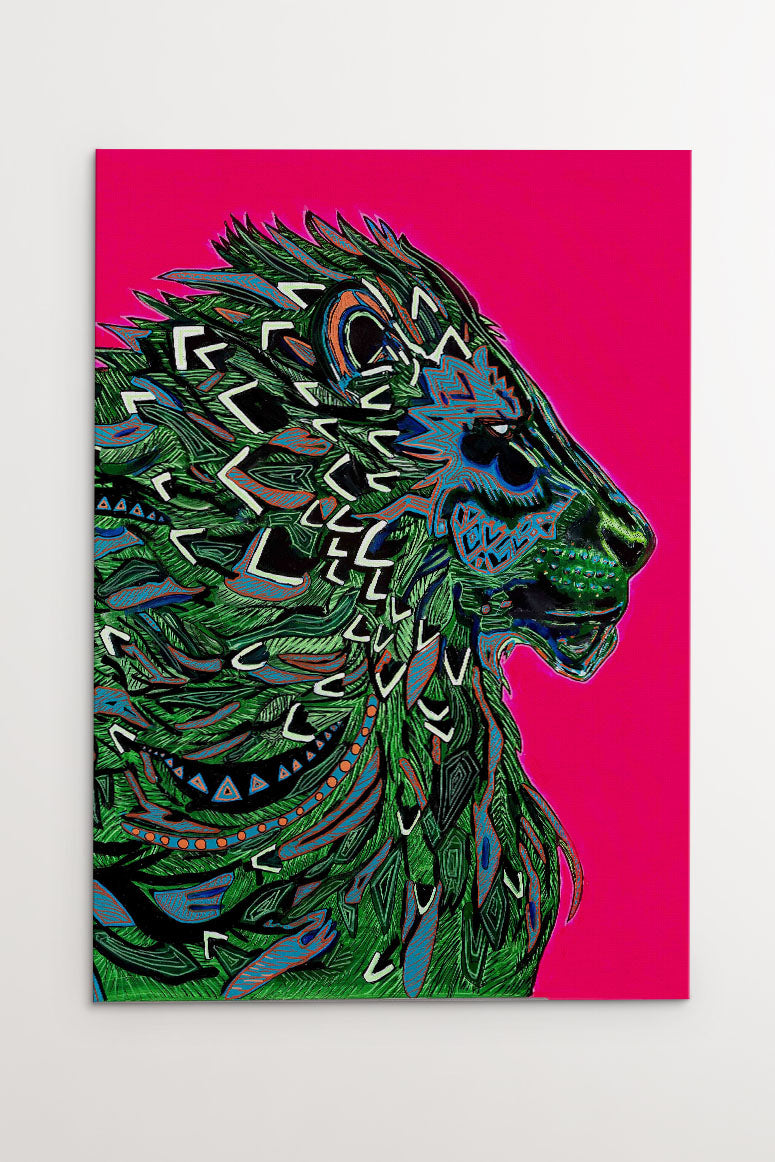 Pink Lion - Canvasprint