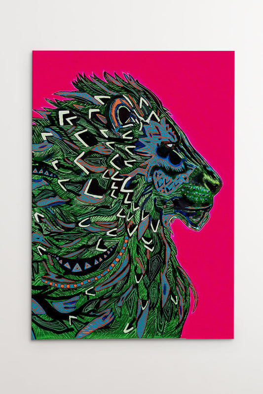 Pink Lion Lærredtryk